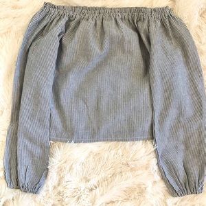 Brandy Melville blue striped off the shoulder top